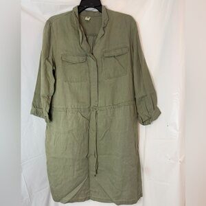 Old Navy Olive Utility Drawstring Waist Dress Sz Lg